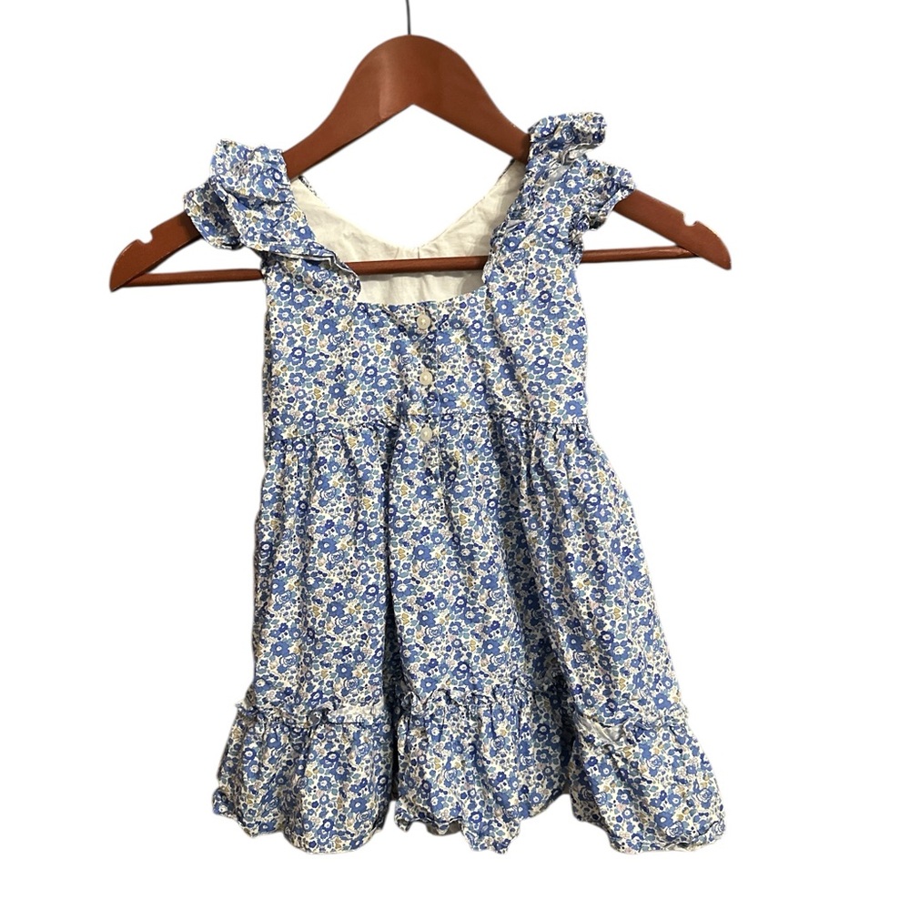 Janie and Jack Dress Betsy Tiered Blue Floral Toddler Size 3 Years Lined Ruffle